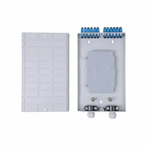Compact 12-port wall-mount termination box with SC adapter panel and cable entry glands